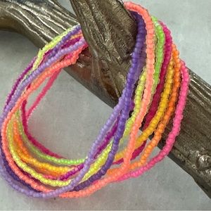 🌟 SET OF TEN matte neon seed bracelets